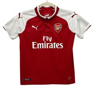 Puma Boys Medium Jersey Arsenal Fly Emirates Collared Red Logo DryCell Red White